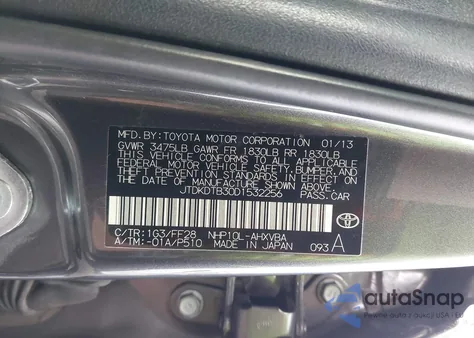 2013 Toyota Prius C Two from USA, damaged, VIN JTDKDTB30D1532256